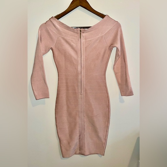 MARCIANO Bodycon Bandage Dress - Blush/Dusty Pink - Size S - Picture 2 of 4